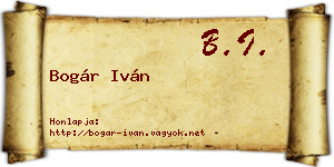 Bogár Iván névjegykártya
