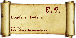 Bogár Iván névjegykártya